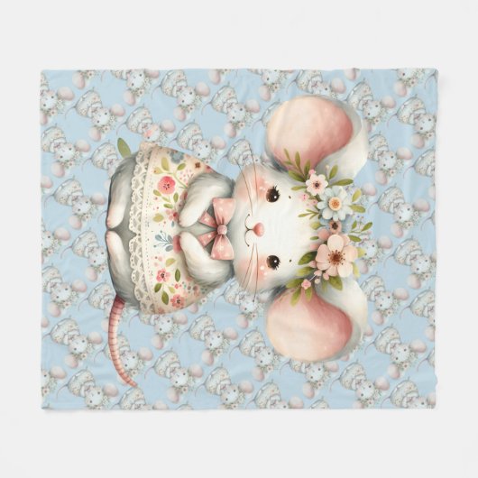 Schattigee Bloemmuis Jurk Bloemkroon Fleece Deken (Voorkant (Horizontaal))