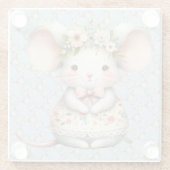 Schattigee Bloemmuis Jurk Bloemkroon Glazen Onderzetter (Achterkant)