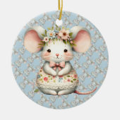 Schattigee Bloemmuis Jurk Bloemkroon Keramisch Ornament (Voorkant)