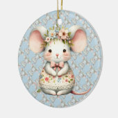 Schattigee Bloemmuis Jurk Bloemkroon Keramisch Ornament (Links)