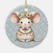 Schattigee Bloemmuis Jurk Bloemkroon Keramisch Ornament (Achterkant)