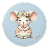 Schattigee Bloemmuis Jurk Bloemkroon Keramische Knop (Voorkant)