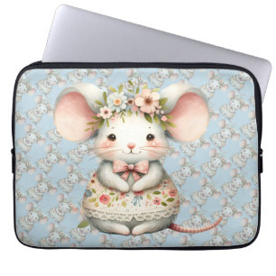 Schattigee Bloemmuis Jurk Bloemkroon Laptop Sleeve