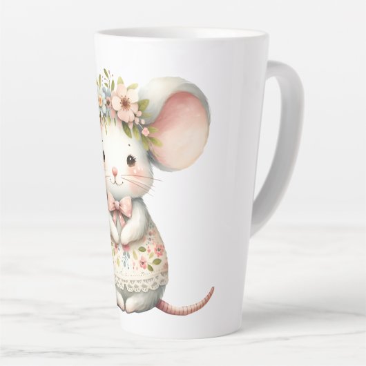 Schattigee Bloemmuis Jurk Bloemkroon Latte Mok (Rechterhoek)