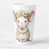 Schattigee Bloemmuis Jurk Bloemkroon Latte Mok (Voorkant)