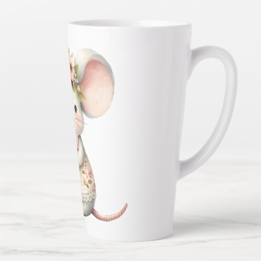 Schattigee Bloemmuis Jurk Bloemkroon Latte Mok (Rechts)