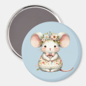 Schattigee Bloemmuis Jurk Bloemkroon Magneet (Voorkant / Achterkant)