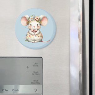 Schattigee Bloemmuis Jurk Bloemkroon Magneet