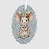 Schattigee Bloemmuis Jurk Bloemkroon Ornament (voorkant)