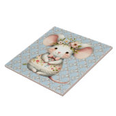 Schattigee Bloemmuis Jurk Bloemkroon Tegeltje (Zijkant)