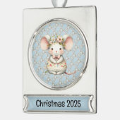 Schattigee Bloemmuis Jurk Bloemkroon Verzilverd Banner Ornament (Links)