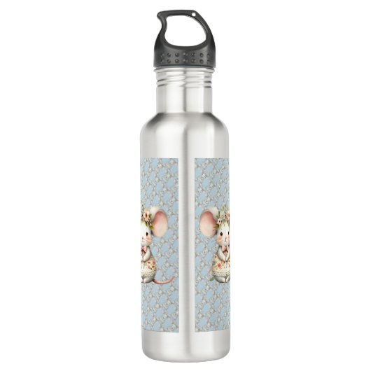 Schattigee Bloemmuis Jurk Bloemkroon Waterfles (Achterkant)
