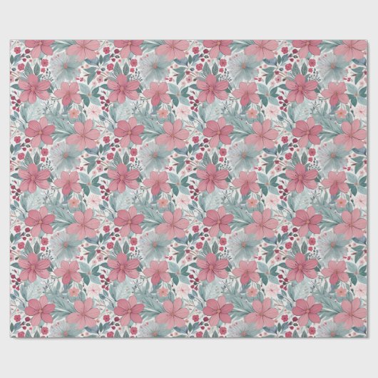 Schattigee bloempastel cadeaupapier (Vlak)