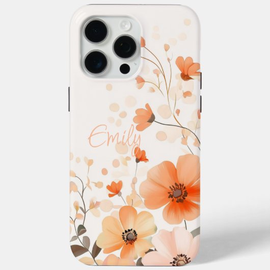 Schattigee Bloempatroon Naam iPhone Case (Achterkant)