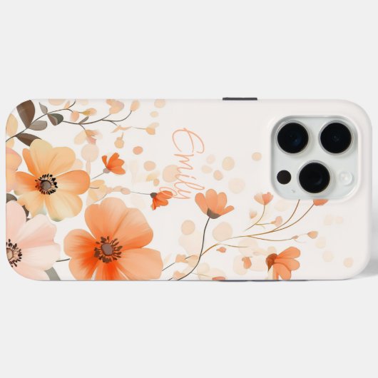 Schattigee Bloempatroon Naam iPhone Case (Achterkant (horizontaal))