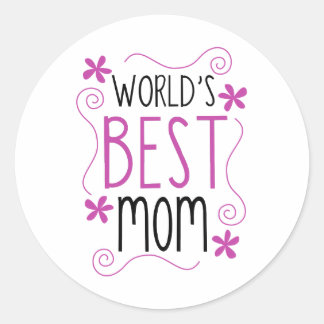 Schattigee Bloemrijke Wereld's Beste Mam Ronde Sticker