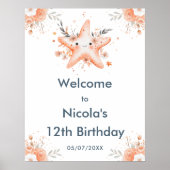 Schattigee Bloemrijke Zeester Verjaardagsfeest Wel Poster (Voorkant)