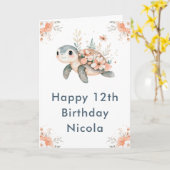 Schattigee Bloemschildpad verjaardagsfeestje Kaart (Gele Bloem)