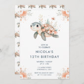 Schattigee Bloemschildpad verjaardagsfeestje Kaart (Voorkant / Achterkant)