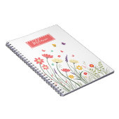Schattigee bloemveer gepersonaliseerd notitieboek (Rechterzijde)