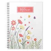 Schattigee bloemveer gepersonaliseerd notitieboek (Voorkant)