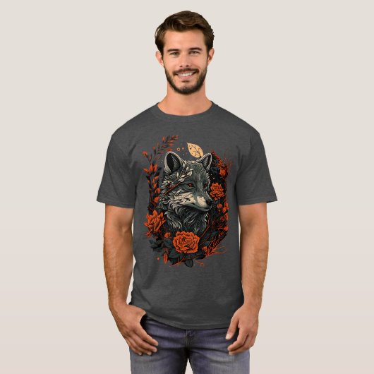 Schattigee bloemwolf t-shirt (Voorkant volledig)