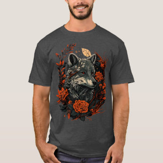 Schattigee bloemwolf t-shirt