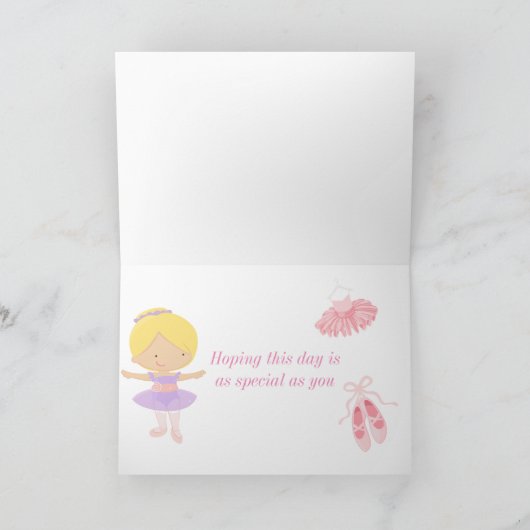 Schattigee Blonde Ballerina Verjaardag Kaart (Binnen)
