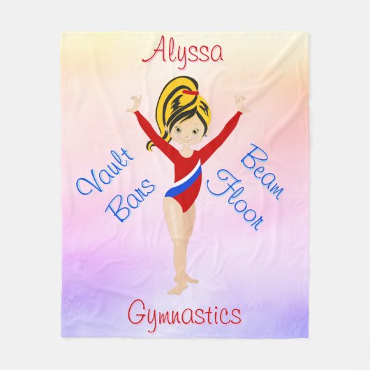Schattigee Blonde Gymnast Hazel Eyes Gymnastiek On Fleece Deken (Voorkant)