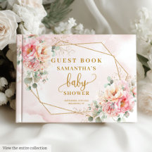 Schattigee blos roze bloemen baby shower gastenboe