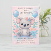 Schattigee Blue Alien verjaardagsfeestuitnodiging Kaart (Staand voorkant)