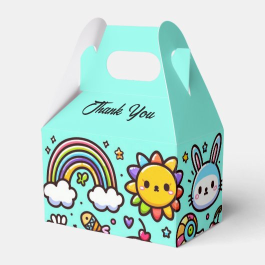 Schattigee Blue Animal Doodles Bedankdoosjes (Voorkant Zijde)