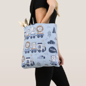 Schattigee Blue Animal Train Canvas tas – Schattig (Dichtbij)