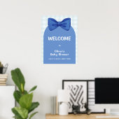 Schattigee Blue Arch Gingham Bow Baby shower Welko Poster (Thuiskantoor)