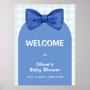Schattigee Blue Arch Gingham Bow Baby shower Welko Poster