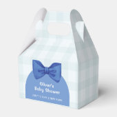 Schattigee Blue Arch Gingham Plaid Bow Boy Baby sh Bedankdoosjes (Achterkant)