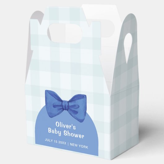 Schattigee Blue Arch Gingham Plaid Bow Boy Baby sh Bedankdoosjes (Geopend)