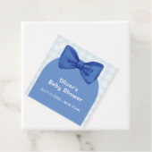 Schattigee Blue Arch Gingham Plaid Bow Boy Baby sh Bedankjes Labels (In situ)