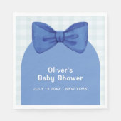 Schattigee Blue Arch Gingham Plaid Bow Boy Baby sh Servet (Voorkant)