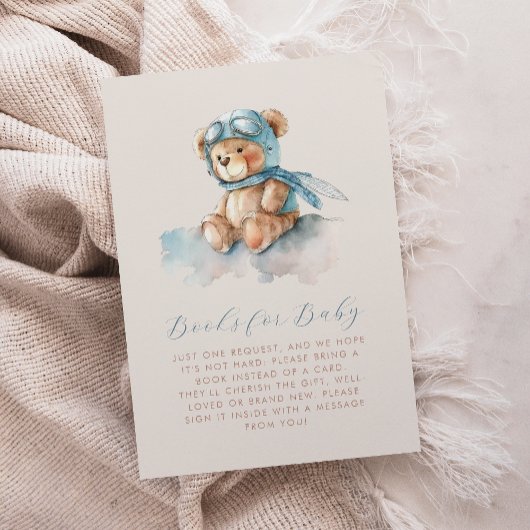 Schattigee Blue Aviator Teddy Bear Boeken voor Bab Informatiekaartje