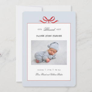 Schattigee Blue Baby Boy Holiday Birth Aankondiging