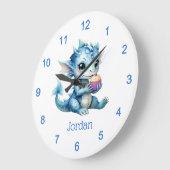 Schattigee Blue Baby Dragon Eet een Cupcake Grote Klok (Hoek)