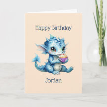 Schattigee Blue Baby Dragon Eet een Cupcake