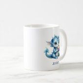 Schattigee Blue Baby Dragon Eet een Cupcake Koffiemok (Voorkant rechts)