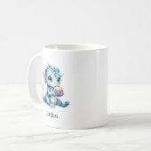 Schattigee Blue Baby Dragon Eet een Cupcake Koffiemok (Voorkant links)