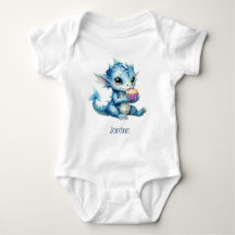 Schattigee Blue Baby Dragon Eet een Cupcake