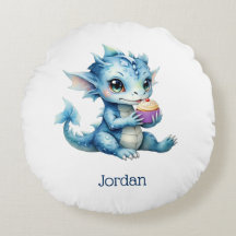 Schattigee Blue Baby Dragon Eet een Cupcake