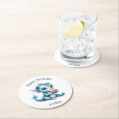 Schattigee Blue Baby Dragon Eet een Cupcake Ronde Kartonnen Onderzetter (Insitu)