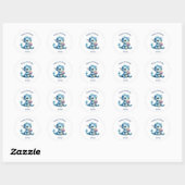 Schattigee Blue Baby Dragon Eet een Cupcake Ronde Sticker (Vel)