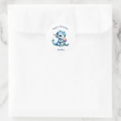 Schattigee Blue Baby Dragon Eet een Cupcake Ronde Sticker (Tas)